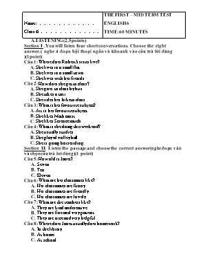 The first - mid term test English 6